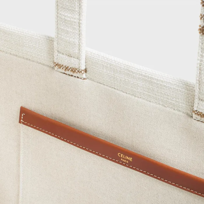Large Cabas Thais In Striped Textile With Celine Jacquard Tobacco Tan Women CELINE CABAS Large Cabas Thais In Striped Textile With Celine Jacquard Tobacco Tan Women CELINE CABAS