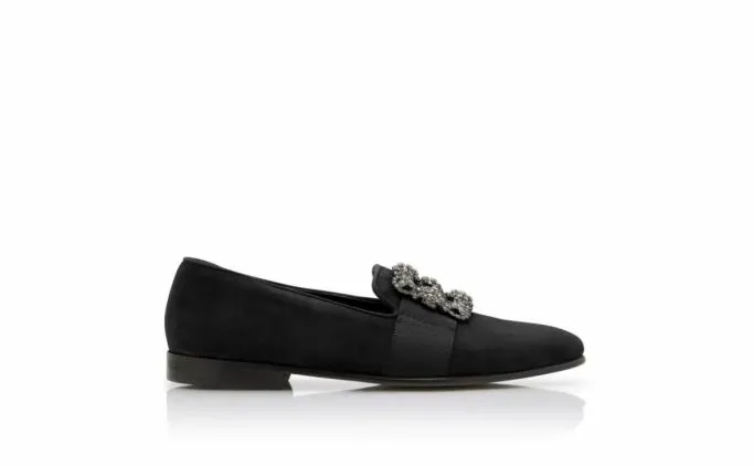 Loafers Men Manolo Blahnik CARLTONBlack Suede Jewelled Buckle Loafers Loafers Men Manolo Blahnik CARLTONBlack Suede Jewelled Buckle Loafers