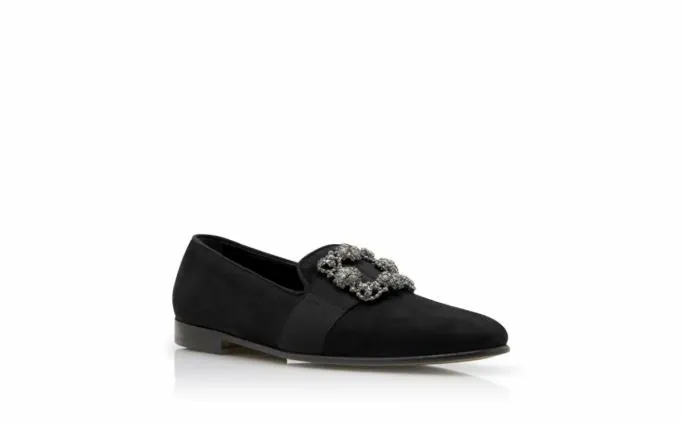 Loafers Men Manolo Blahnik CARLTONBlack Suede Jewelled Buckle Loafers Loafers Men Manolo Blahnik CARLTONBlack Suede Jewelled Buckle Loafers
