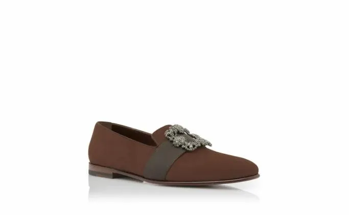 Loafers Men Manolo Blahnik CARLTONBrown Suede Jewel Buckle Loafers Loafers Men Manolo Blahnik CARLTONBrown Suede Jewel Buckle Loafers