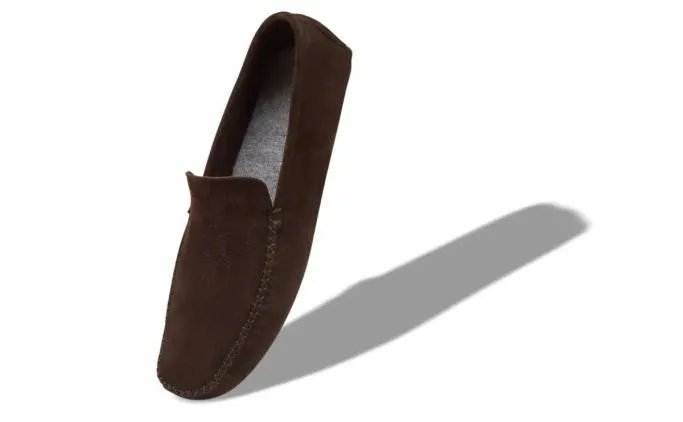 Loafers Men Manolo Blahnik DIGBYDark Brown Suede Driving Shoes