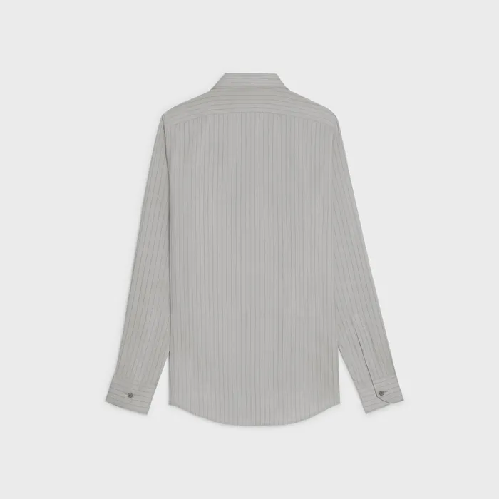 Loose Shirt In Striped Silk Cendreanthracite Men CELINE SHIRTS