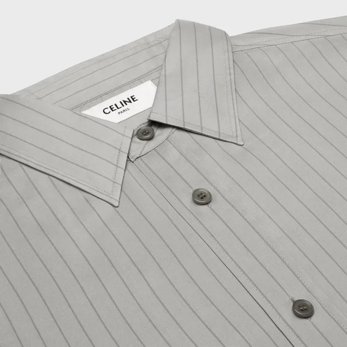 Loose Shirt In Striped Silk Cendreanthracite Men CELINE SHIRTS