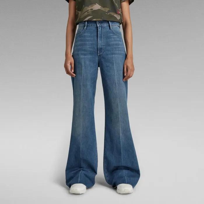 Loose Women GStar RAW Deck Ultra High Wide Leg Jeans Antique Faded Space Blue