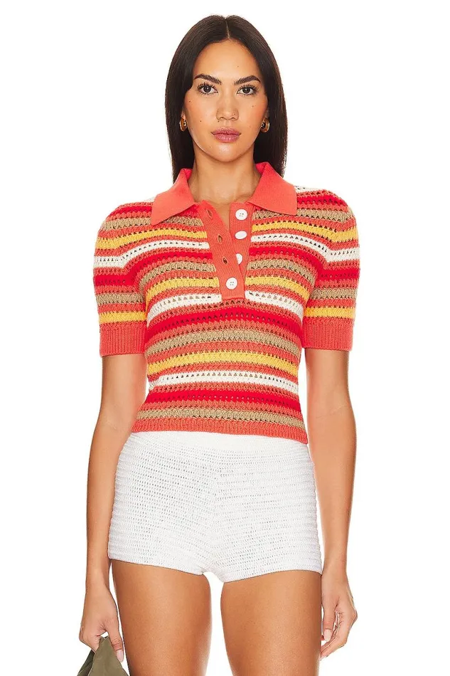 Lucia Polo Top Summer Red Women Lovers and Friends Tops