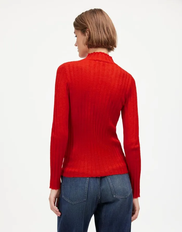 Madewell AlpacaBlend Mockneck Sweater Bright Cherry Women Sweaters