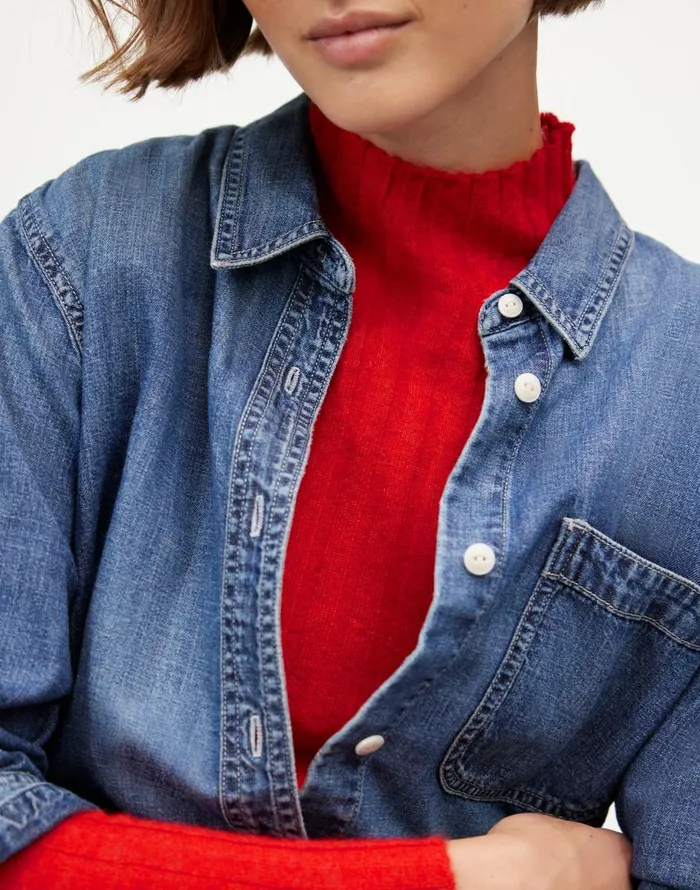 Madewell AlpacaBlend Mockneck Sweater Bright Cherry Women Sweaters