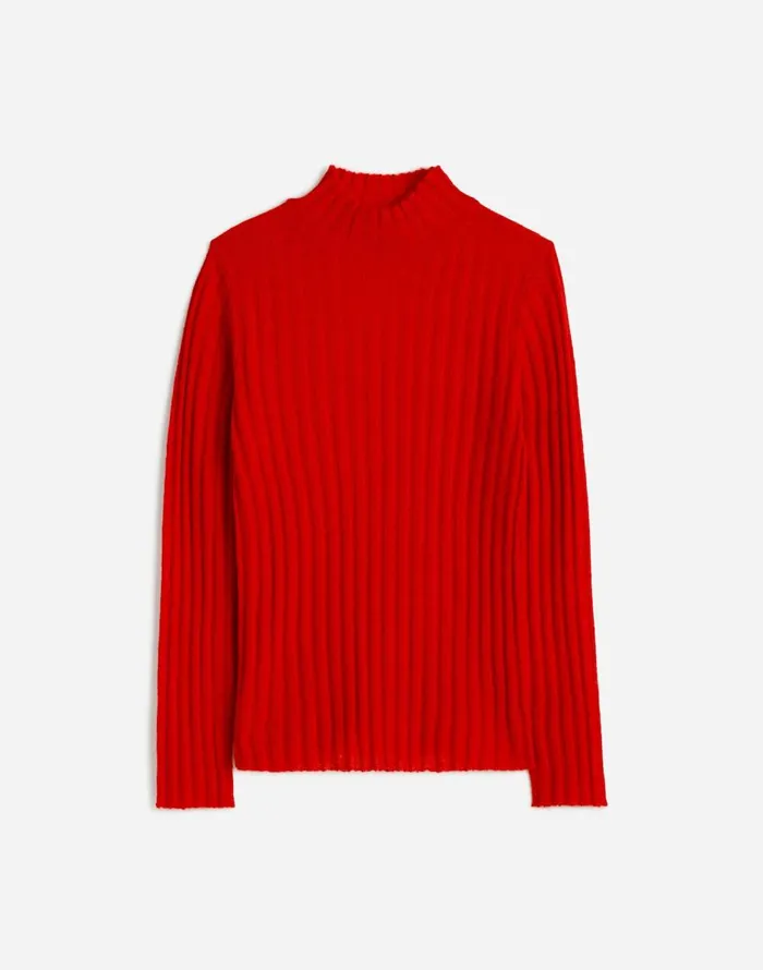 Madewell AlpacaBlend Mockneck Sweater Bright Cherry Women Sweaters