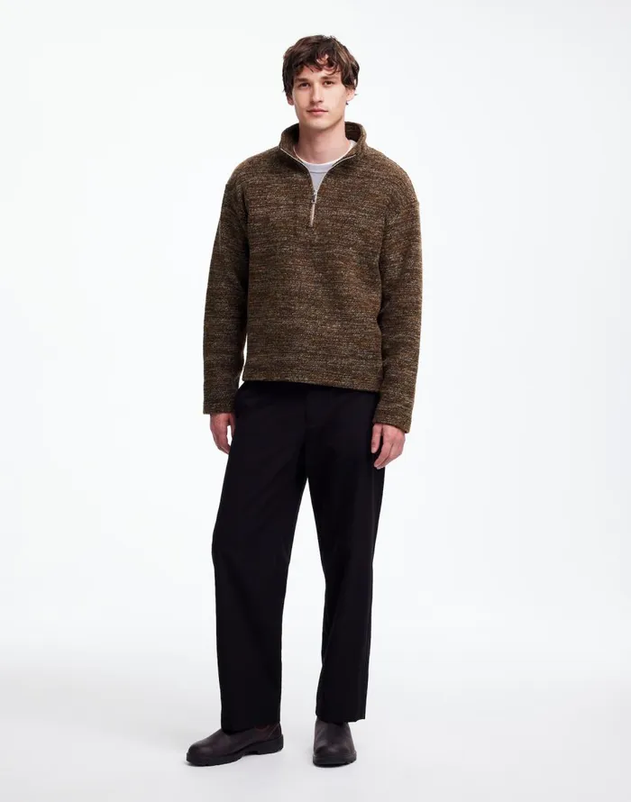 Madewell Boucl QuarterZip Pullover Brown Men Hoodies and Sweatshirts