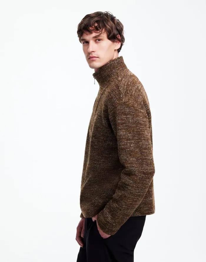 Madewell Boucl QuarterZip Pullover Brown Men Hoodies and Sweatshirts