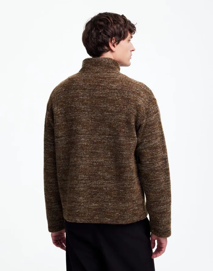 Madewell Boucl QuarterZip Pullover Brown Men Hoodies and Sweatshirts