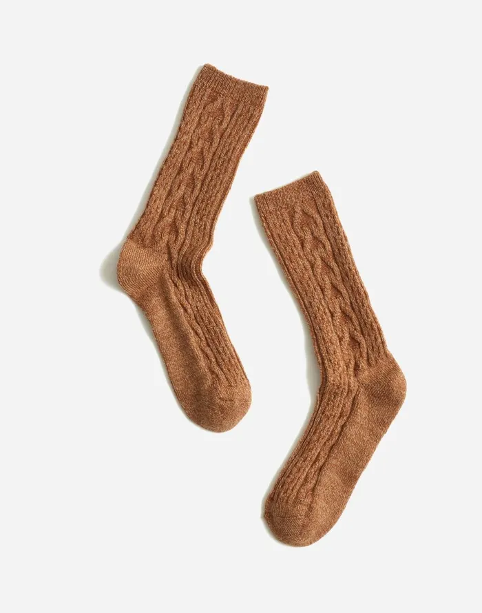 Madewell CableKnit Trouser Socks Dark Camel Women Socks
