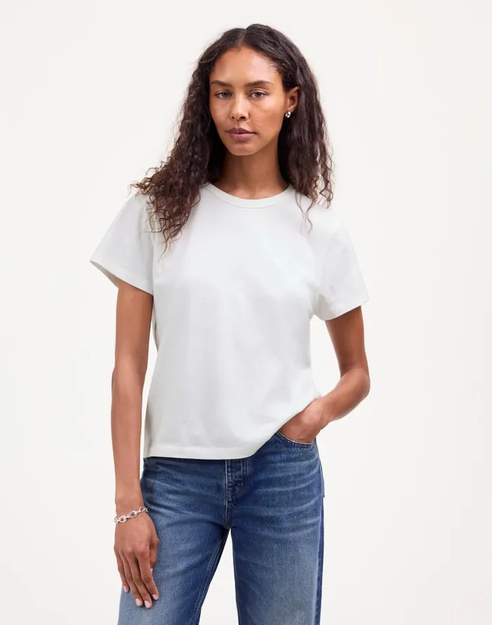 Madewell Cotton Perfect Crewneck Tee Eyelet White Women Tees