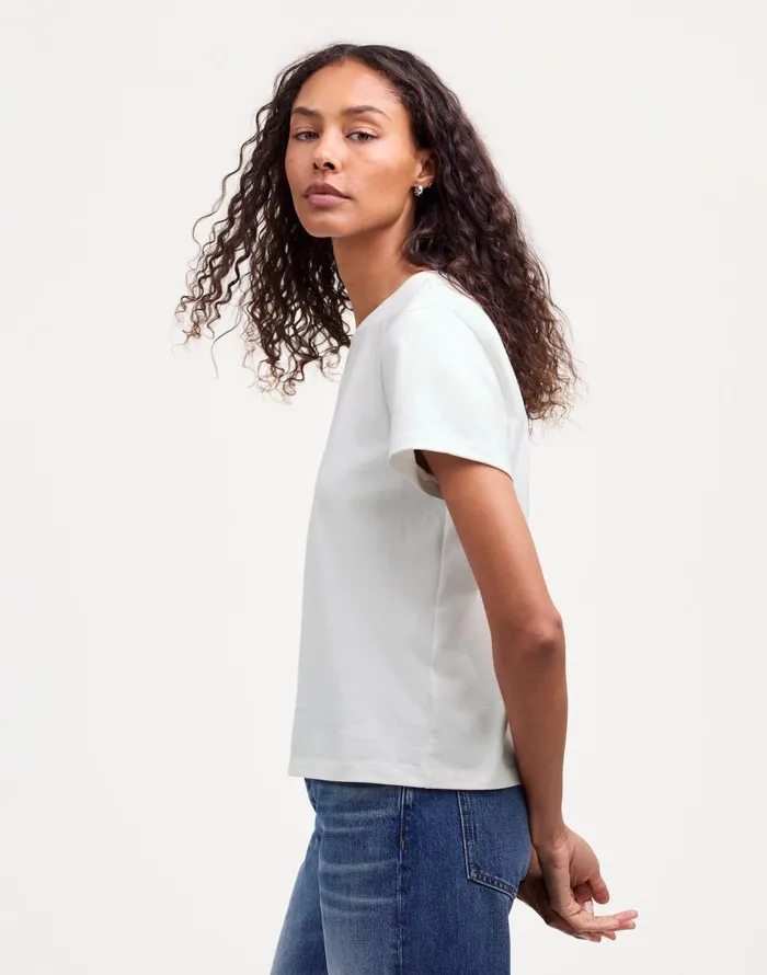 Madewell Cotton Perfect Crewneck Tee Eyelet White Women Tees