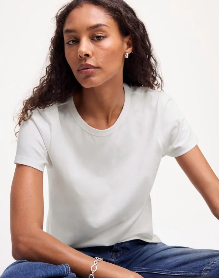 Madewell Cotton Perfect Crewneck Tee Eyelet White Women Tees