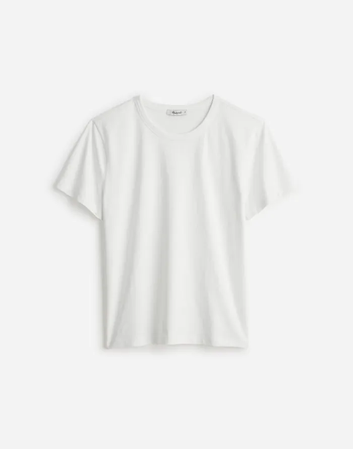 Madewell Cotton Perfect Crewneck Tee Eyelet White Women Tees