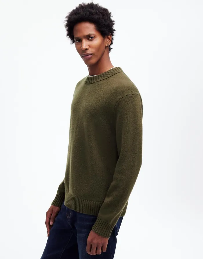 Madewell Crewneck Sweater In SoftWool Foliage Green Men Sweaters