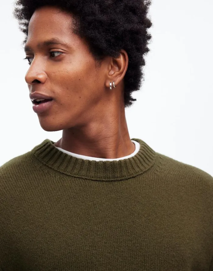 Madewell Crewneck Sweater In SoftWool Foliage Green Men Sweaters