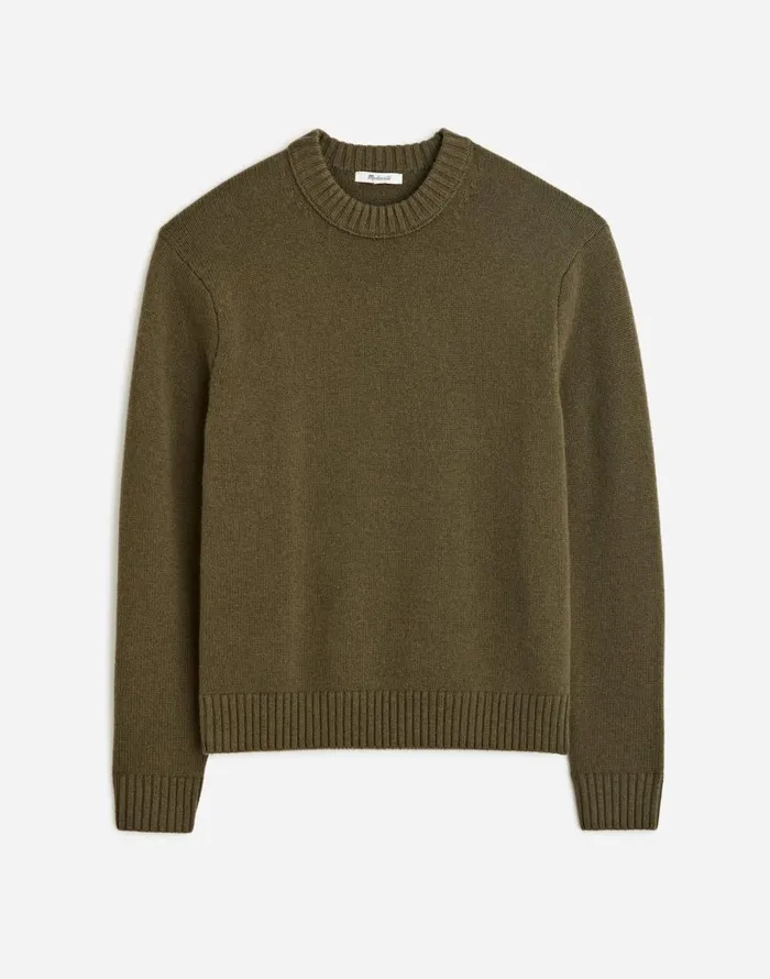 Madewell Crewneck Sweater In SoftWool Foliage Green Men Sweaters