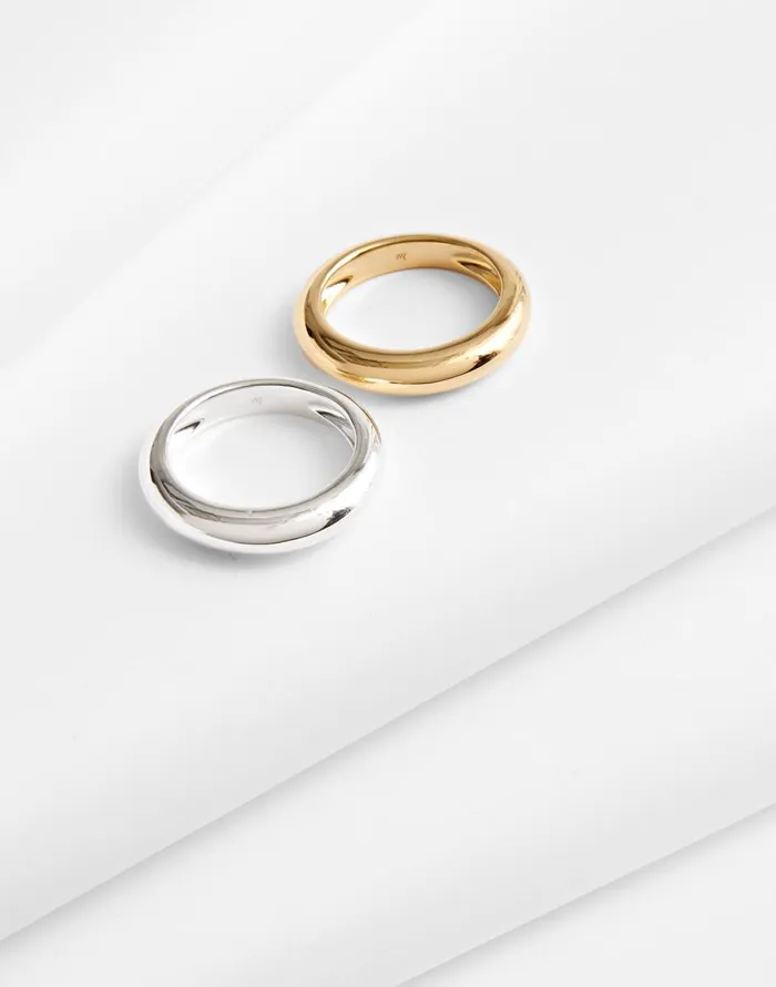 Madewell DemiFine MixedMetal Stacking Ring Set 14k Gold Women Jewelry