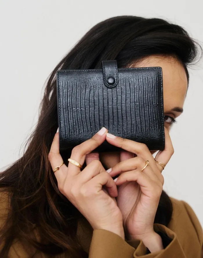 Madewell Hyer Goods Luxe Traveler039s Wallet Jet Black Women Pouches and Wallets