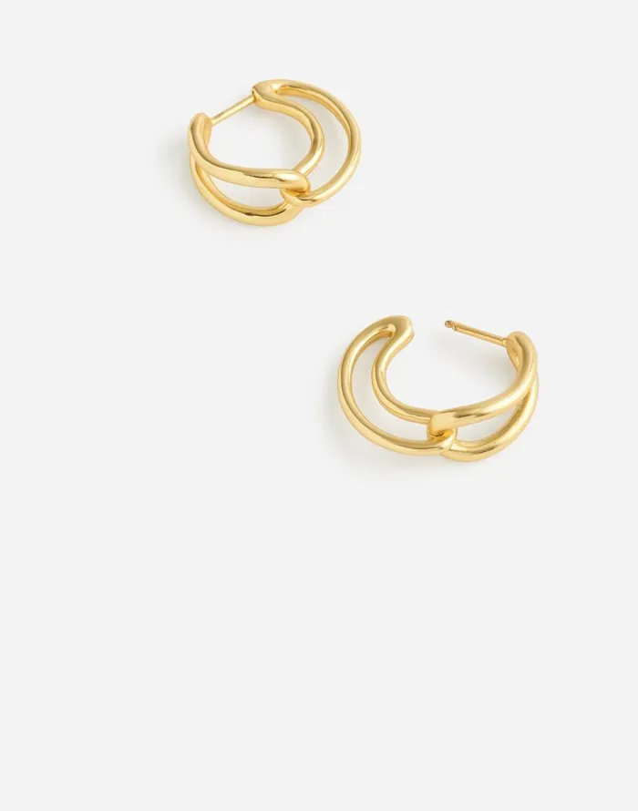 Madewell Link Huggie Hoop Earrings Vintage Gold Women Jewelry