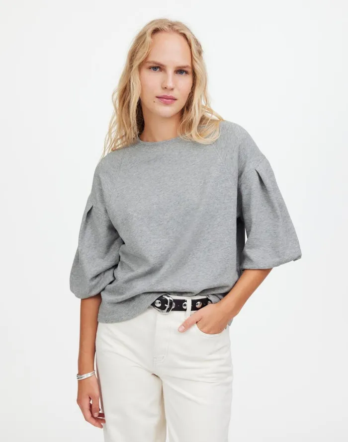 Madewell PuffSleeve Sweatshirt Tee Hthr Gym Class Grey Women Tops and Shirts