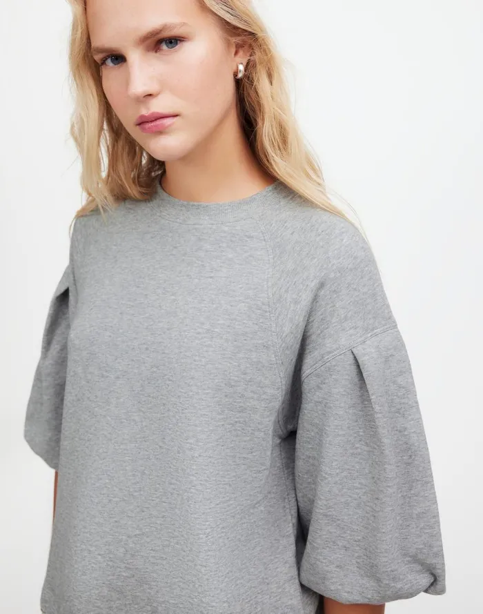 Madewell PuffSleeve Sweatshirt Tee Hthr Gym Class Grey Women Tops and Shirts
