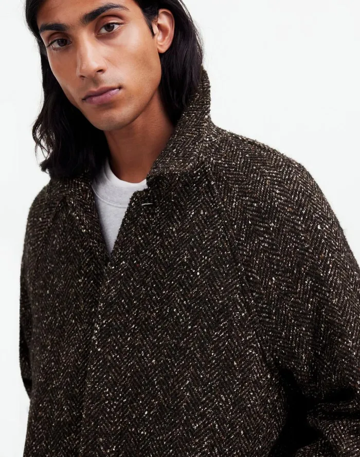 Madewell RaglanSleeve Topcoat In Italian Fabric Chocolate Multi Men Coats Jackets