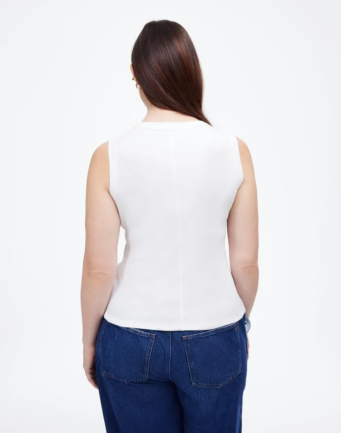 Madewell Regenerative Cotton Ribbed High VNeck Tank White Women Tees