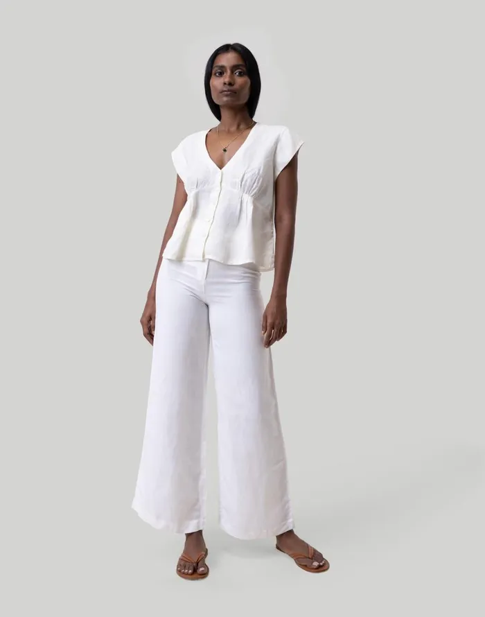 Madewell Reistor Deep VNeck Top Ivory White Women Tops and Shirts