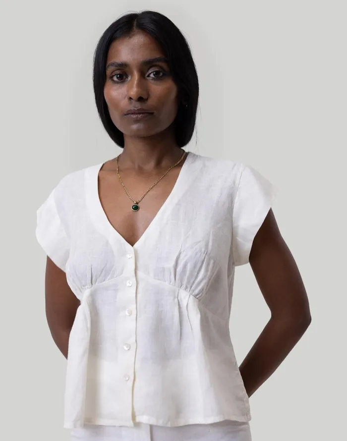 Madewell Reistor Deep VNeck Top Ivory White Women Tops and Shirts