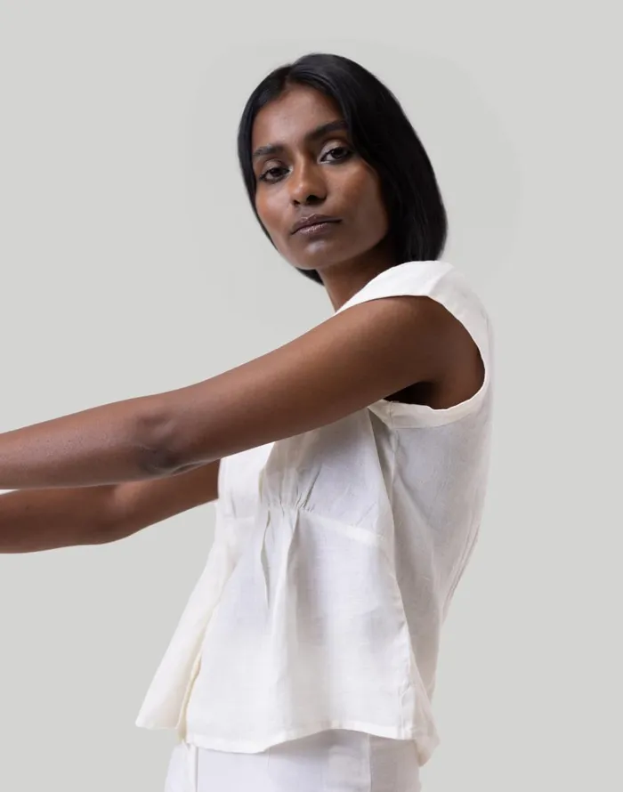 Madewell Reistor Deep VNeck Top Ivory White Women Tops and Shirts