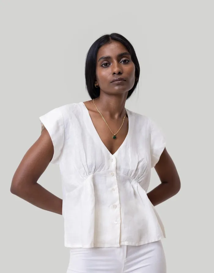 Madewell Reistor Deep VNeck Top Ivory White Women Tops and Shirts