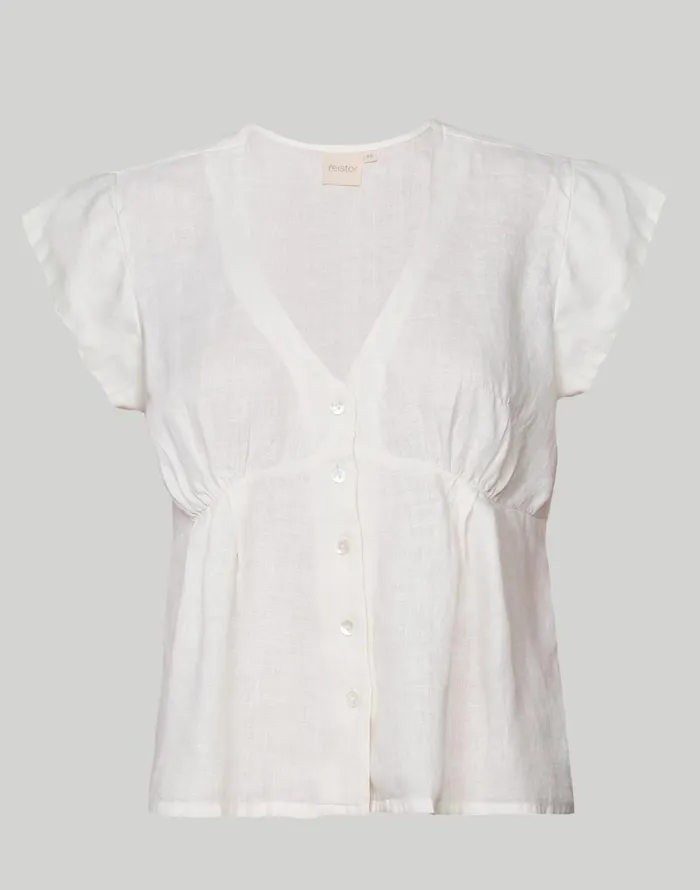 Madewell Reistor Deep VNeck Top Ivory White Women Tops and Shirts