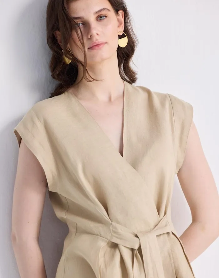 Madewell Reistor Power Moves Hemp Short Sleeve Top In Neutral Beige Beige Women Tops and Shirts