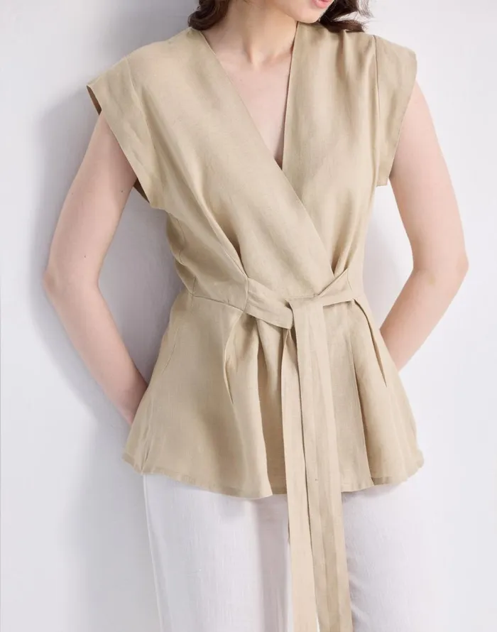 Madewell Reistor Power Moves Hemp Short Sleeve Top In Neutral Beige Beige Women Tops and Shirts