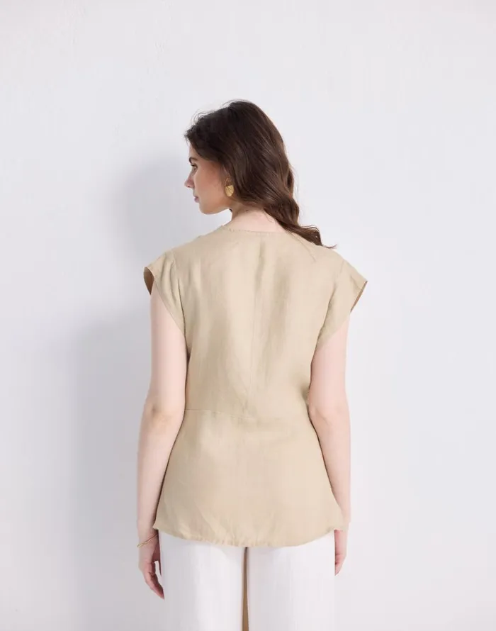Madewell Reistor Power Moves Hemp Short Sleeve Top In Neutral Beige Beige Women Tops and Shirts