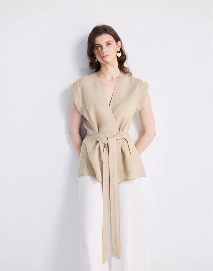 Madewell Reistor Power Moves Hemp Short Sleeve Top In Neutral Beige Beige Women Tops and Shirts