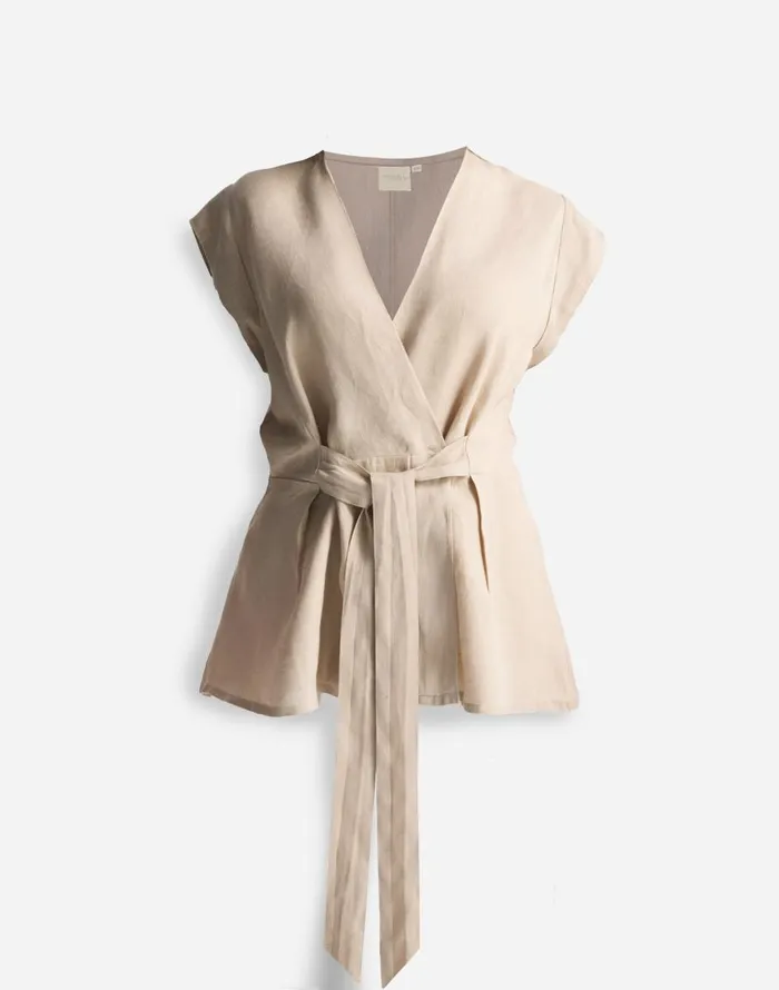 Madewell Reistor Power Moves Hemp Short Sleeve Top In Neutral Beige Beige Women Tops and Shirts