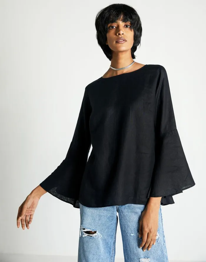 Madewell Reistor The Button Back Shirt Black Women Tops and Shirts