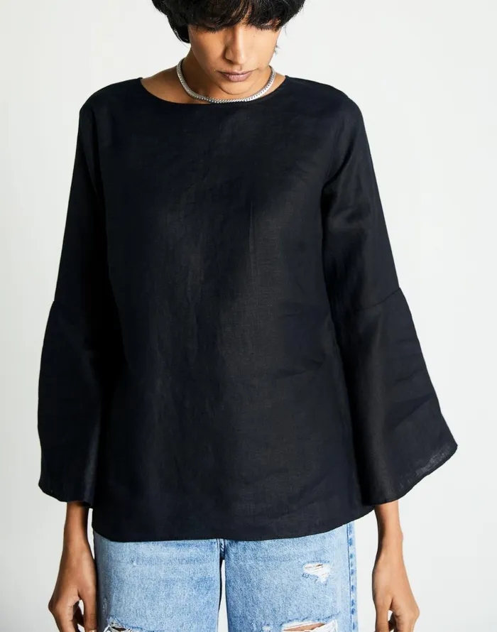 Madewell Reistor The Button Back Shirt Black Women Tops and Shirts