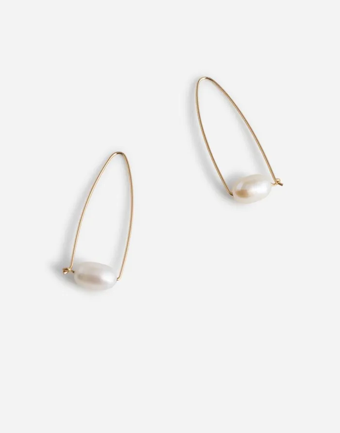 Madewell Sara Patino Jewelry Large Floating Pearl Hoops Gold Women Jewelry