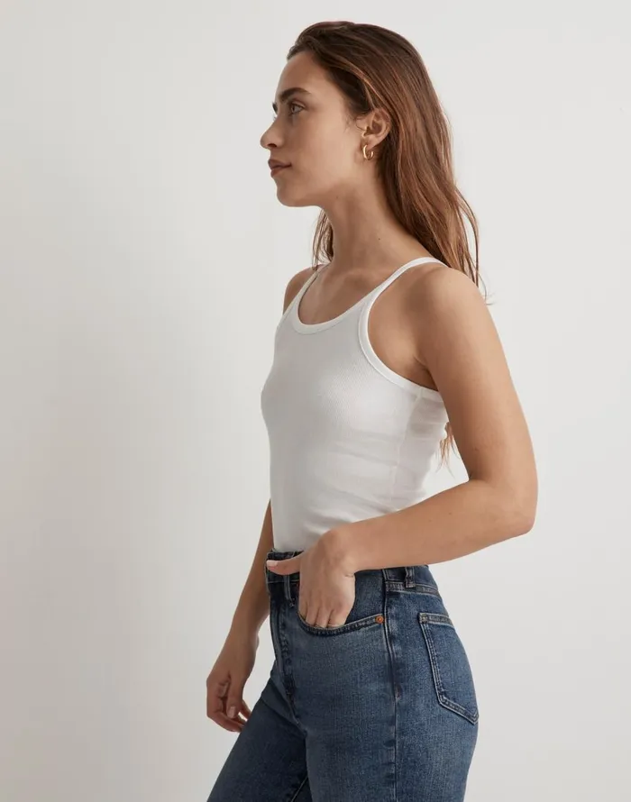 Madewell Supima Rib 03990s Tank Eyelet White Women Tees