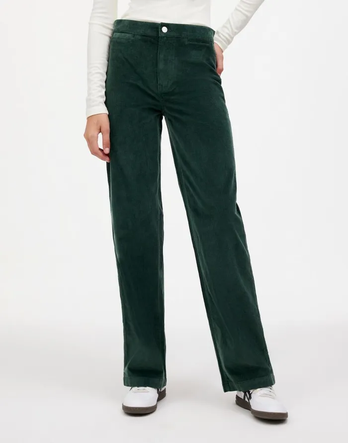 Madewell The Emmett WideLeg Pant In Corduroy Welt Pocket Edition Luxury Forest Women Pants