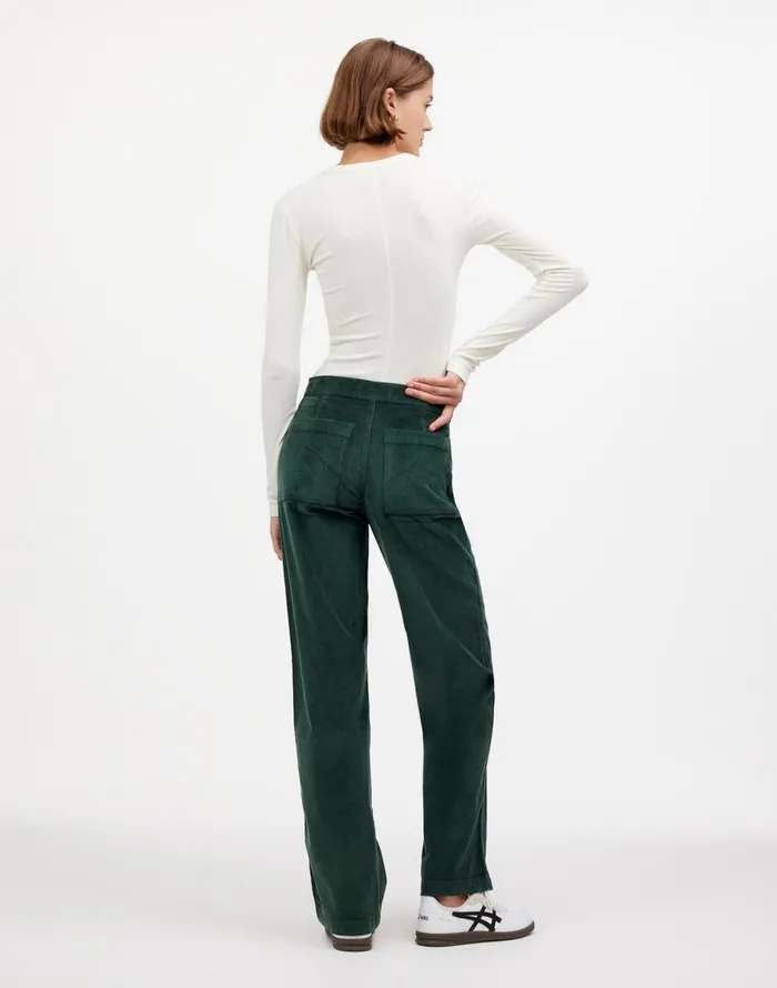 Madewell The Emmett WideLeg Pant In Corduroy Welt Pocket Edition Luxury Forest Women Pants