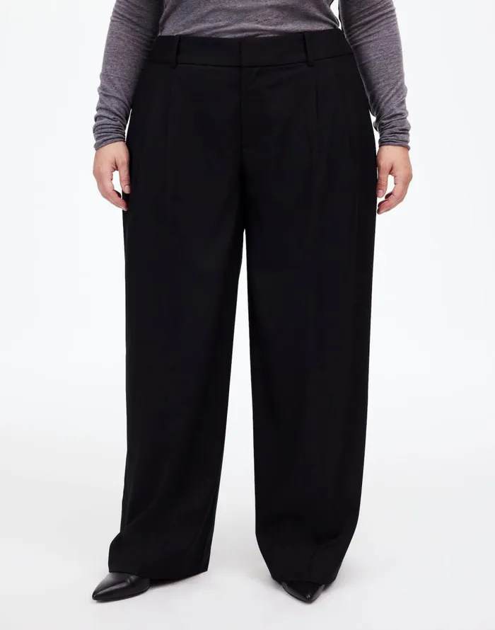 Madewell The Plus Harlow SuperwideLeg Trouser In Flannel Black Women Pants