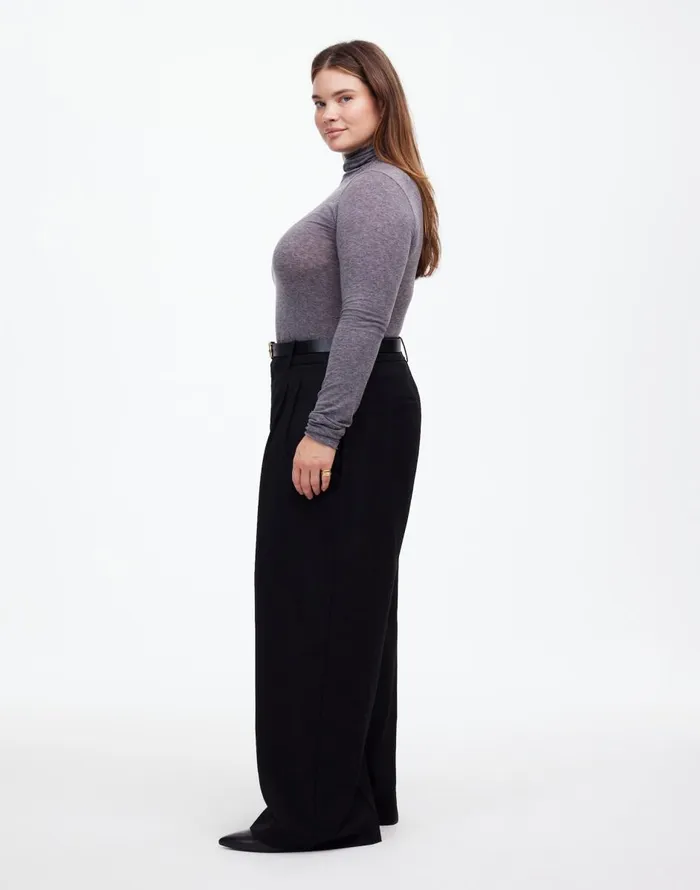 Madewell The Plus Harlow SuperwideLeg Trouser In Flannel Black Women Pants