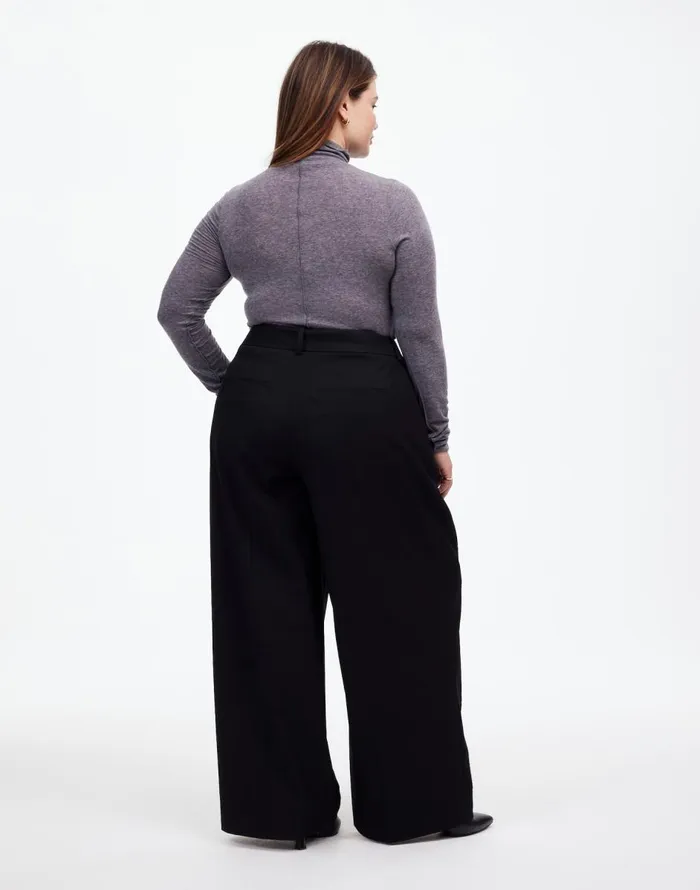 Madewell The Plus Harlow SuperwideLeg Trouser In Flannel Black Women Pants