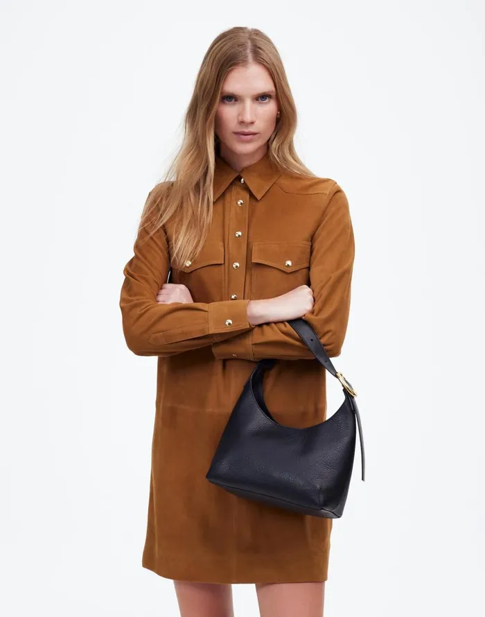 Madewell The SculpturalBuckle Shoulder Bag True Black Women Bags